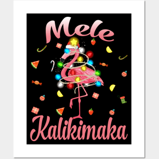 Mele Kalikimaka Tropical Hawaiian Christmas Flamingo Posters and Art